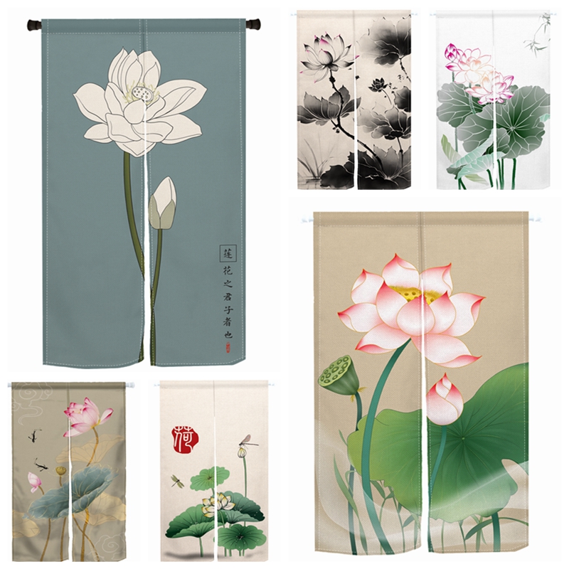 Noren Curtain Doorway - ม่านประตูดอกบัวสไตล์จีนร้านอาหารญี่ปุ่นใช้ในครัวฉากกั้นอิซากายะม่านแขวนสำหรับทางเข้า