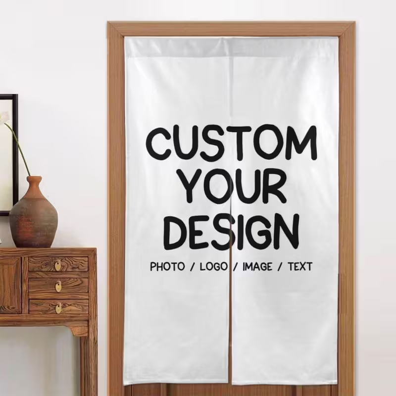 Noren Curtain Doorway - ผ้าม่านนอร์เอนสั่งทำพิเศษ รูปภาพส่วนตัว โลโก้ ข้อความ ออกแบบเอง ผ้าม่านผ้าลินินสำหรับห้องครัว