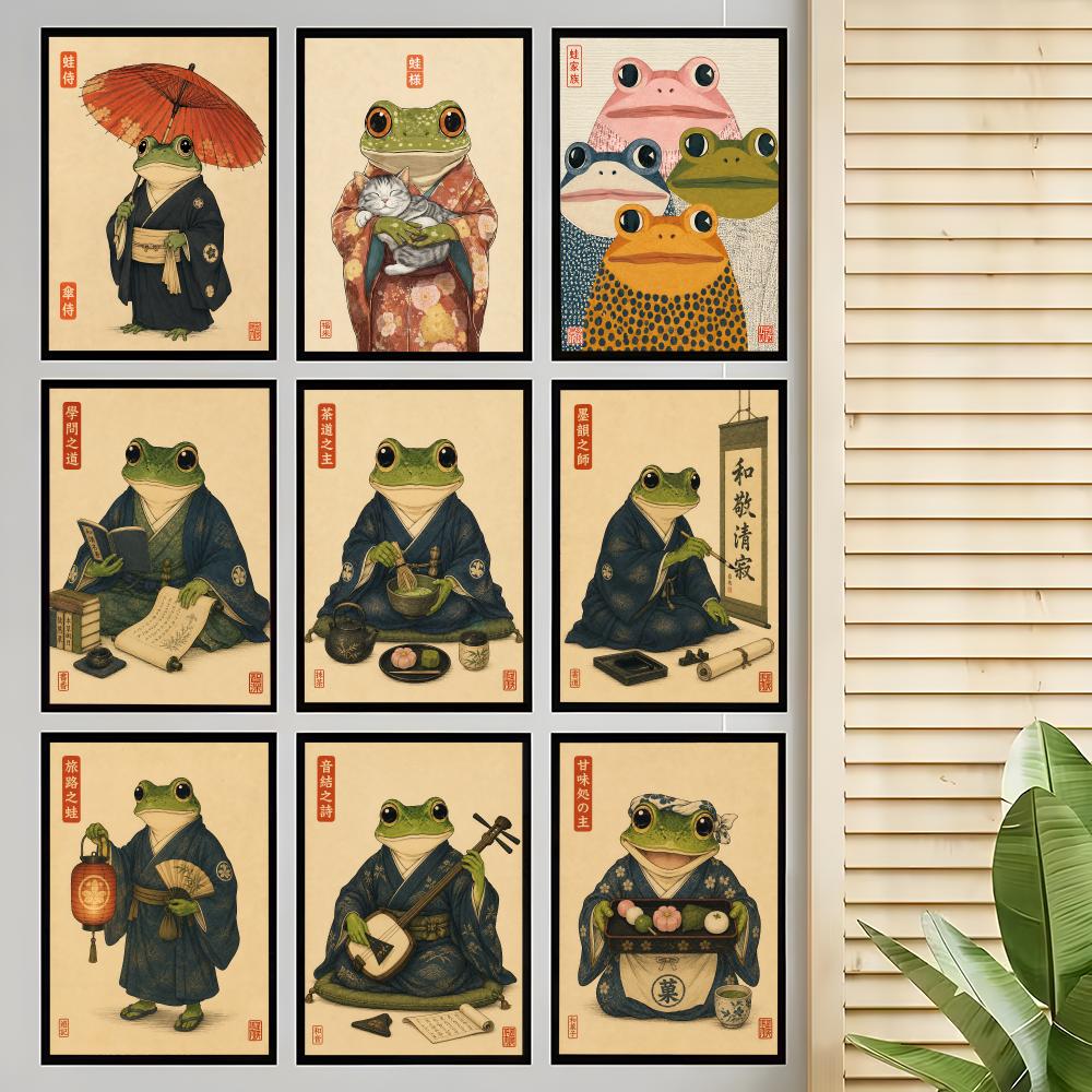 Japanese Lifestyle Culture - โปสเตอร์วัฒนธรรมญี่ปุ่น ลายกบ สำหรับตกแต่งบ้าน ห้องนอน ห้องนั่งเล่น บาร์