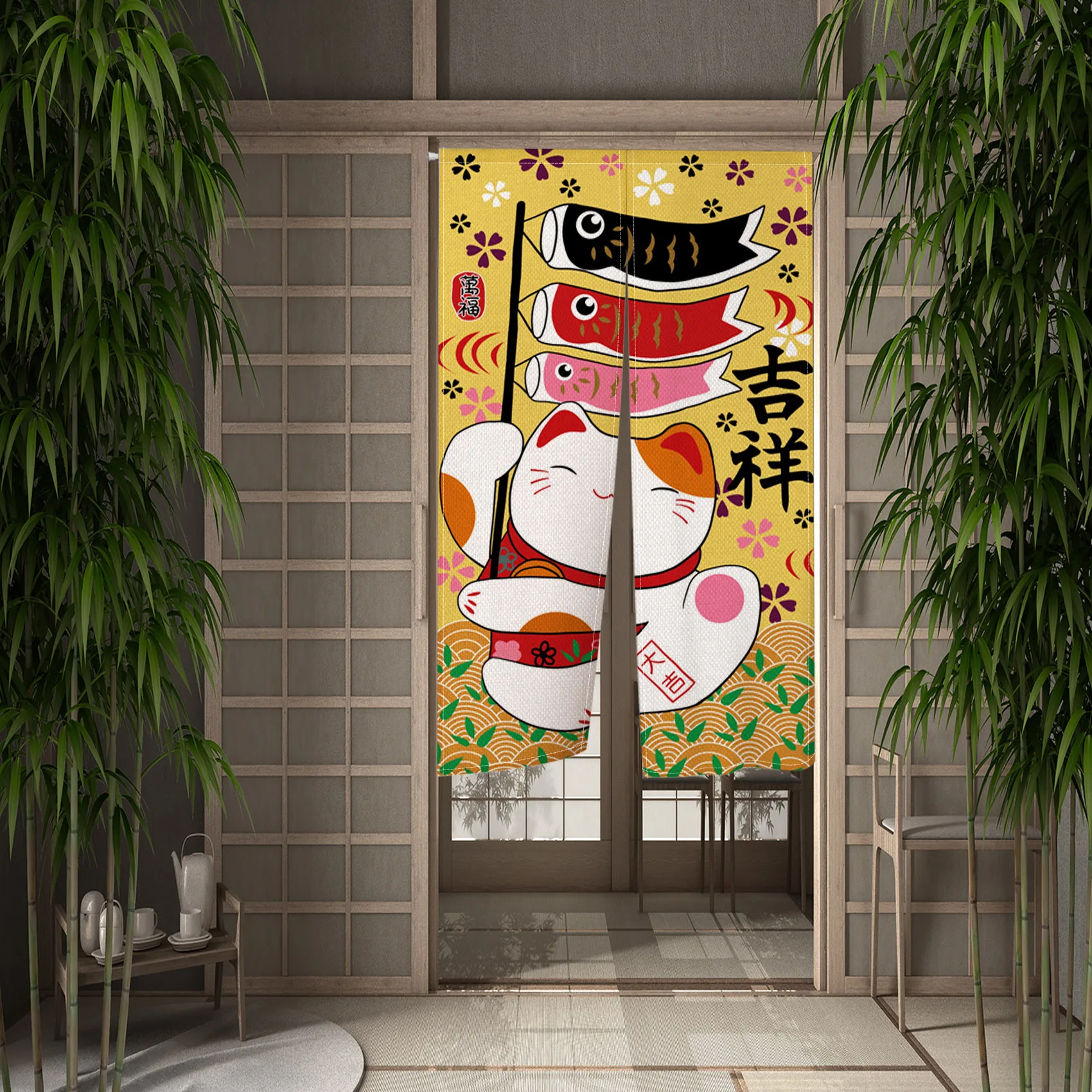 ญี่ปุ่น Noren ม่านประตู Lucky  - Noren Curtain Doorway บทวิจารณ์และราคา